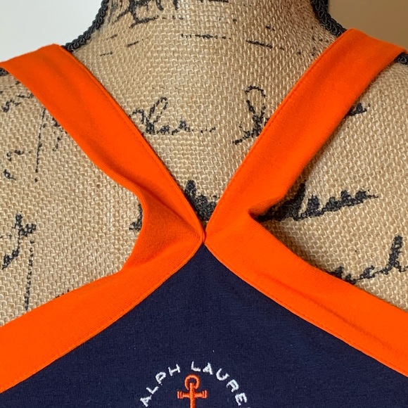 Ralph Lauren Navy and Orange Halter Tank Top - Picture 3 of 8
